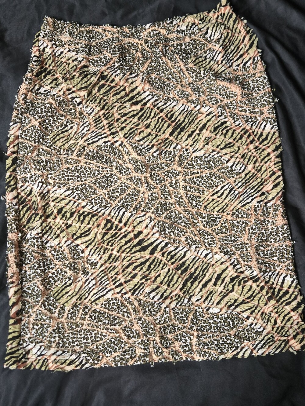 Animal Print Midi Skirt in Olive and Peach